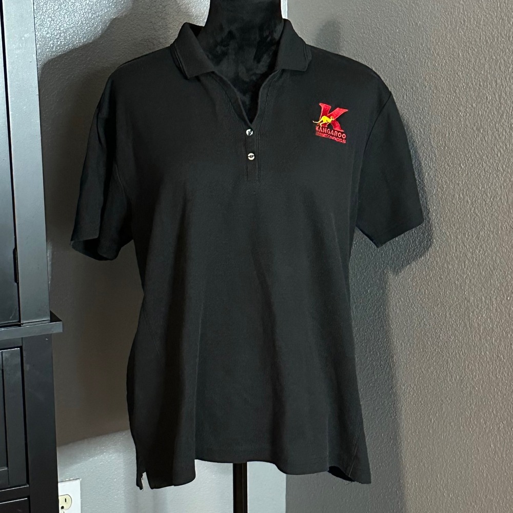 Kangaroo Express Womens XL Black‎ Polo Shirt Embroidered Logo Work Uniform
